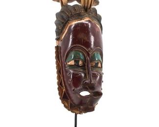 Hand Painted African Tribal Mask on a Stand