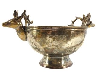 Vintage Silver Plated Brass Deer Head Bowl