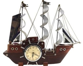 Vintage United Clock Co. Sailing Ship Decor