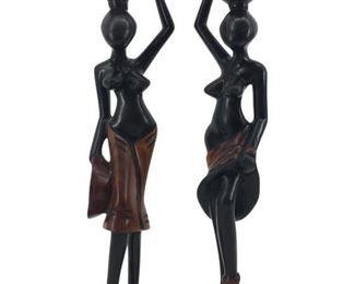 2pc. Artistic Hand Carved Female African Figures
