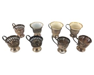 8pc. Vintage SH Sterling Silver Cup Holders

