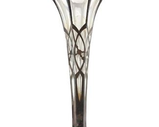 Glass Silver Embellished Art Vase