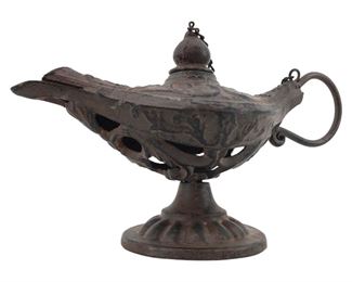 Vintage Cast Iron Oil Lamp