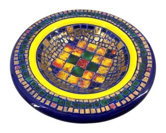 Signed Adrian Colorful Mosaic Art Plate