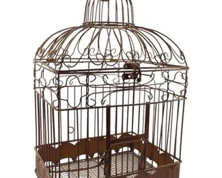 Vintage Tin Hanging Bird Cage