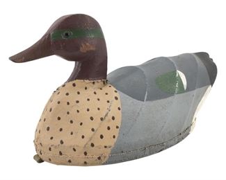Signed W.M. Artistic Wood & Paper Duck Sculpture
