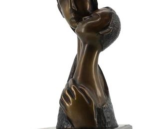 Signed RK Madonna and Child Bronze Sculpture