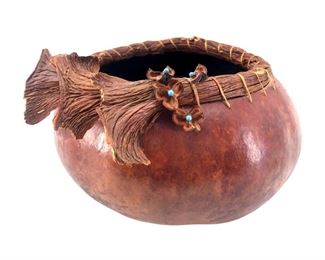 Large Vintage Gourd Bowl