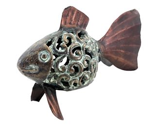 Vintage Metal Fish Candle Lamp
