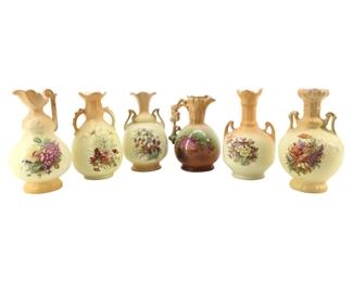 6pc. Vintage Painted Floral Ceramic Vases