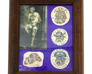 Vintage Tattooed Navy Seal Photo & Framed Tattoos