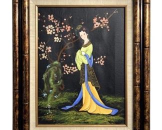 Signed Asian Style Acrylic on Canvas