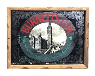 Vintage Burnett's Gin Mirror Art