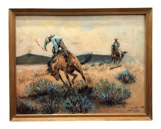 Signed Western Style Acrylic on Panel