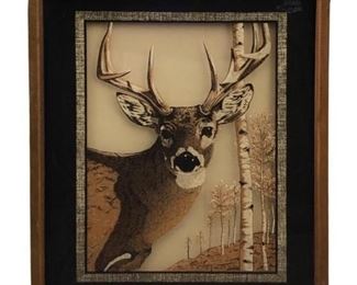 Signed Deer Paint on Glass