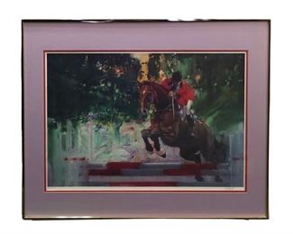 Signed Robert Peak Horse Race Print
