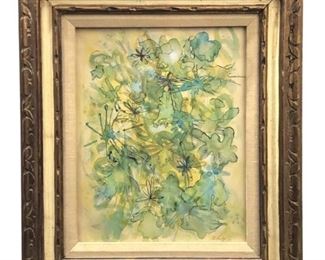 Signed Ed Sunley Floral Watercolor Painting
