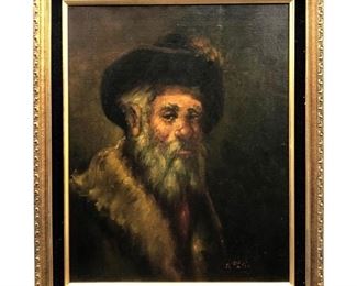 Signed C. Patin Portrait Oil on Canvas