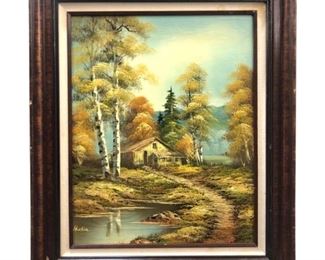 Signed Harkin Landscape Oil on Canvas