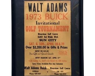 Vintage 1973 Walt Adams Golf Tournament Poster