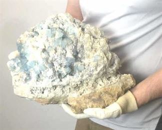 Large Blue Fluorite Crystal Cluster
