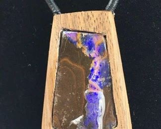 Handmade Boulder Opal Wooden Necklace