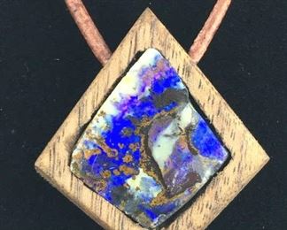 Handmade Boulder Opal Wooden Necklace