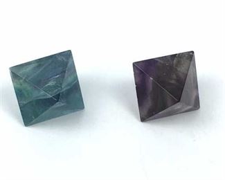 (2) Polished Fluorite Octahedral Crystal Purple