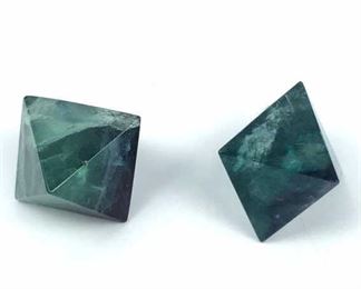 (2) Small Polished Fluorite Octahedral Crystal