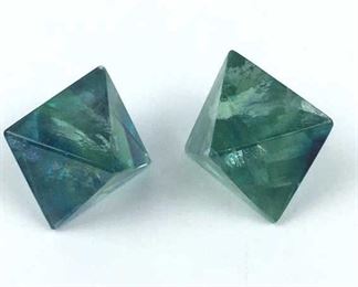 (2) Small Polished Fluorite Octahedral Crystal,