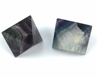 (2) Polished Fluorite Octahedral Crystal, Purple