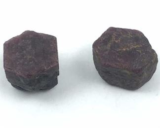 (2) Raw Red Ruby Crystal, India