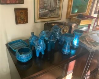 Large vintage Bitossi Blue Italian Ceramic 