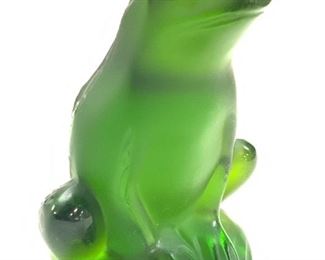 LALIQUE Signed Emerald Crystal Frog Figurine
