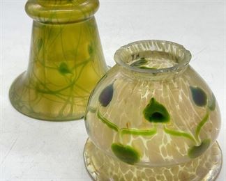 Lot 2 Art Glass Lamp Shades, Green
