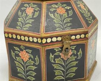 Floral Hand Painted Octagonal Box, India
