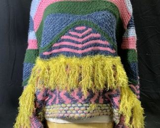 ZARA Multi Color Knit Fringe Trim Sweater
