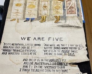 WWI Folk Art Hand Drawn Poster! Super rare!! Over One Hundred Years Old!!!