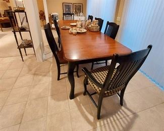 2 Tone 3 Leaf Table and 8 chairs