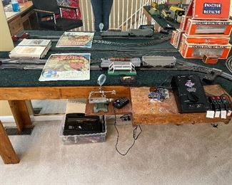 Lionel Trains,  table layout, controllers and accessories