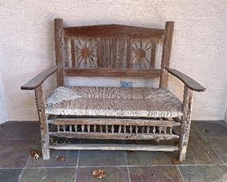 Outside wicker bench