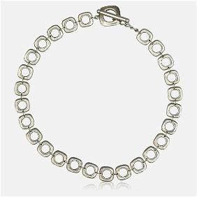 Tiffany & Co Elsa Peretti Square Cushion Link 16" Sterling Silver Toggle Necklace