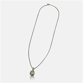 David Yurman 18k Yellow gold & Sterling Silver Diamond Albion Pendant On 32" Cable Chain Necklace