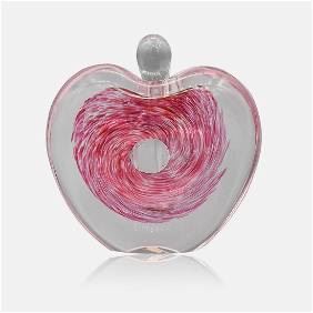 Vintage Art Glass Pink Heart Perfume Scent Bottle