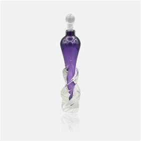 Matthew Buechner Blown Art Glass Perfume Bottle Purple Swirl