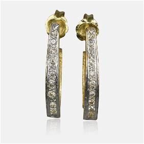 Fine 14k Yellow Gold & Diamond Gemstone Pierced Earrings