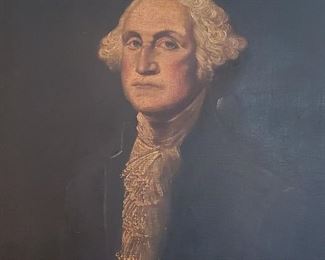 Portrait of George Washington, oil on canvas measuring 25x30 with no discernable signature, original frame. Thought to be 1876-1900...