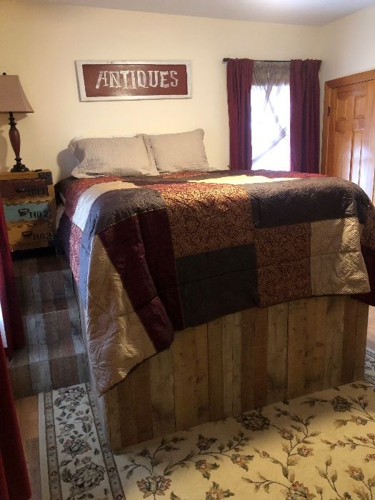 Space saver pedestal bed with closet underneath bed.