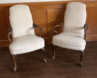 Armchairs in the Chippendale Style with Mahogony Gooseneck Arms 