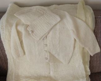 Hand made vintage baby sweater set.